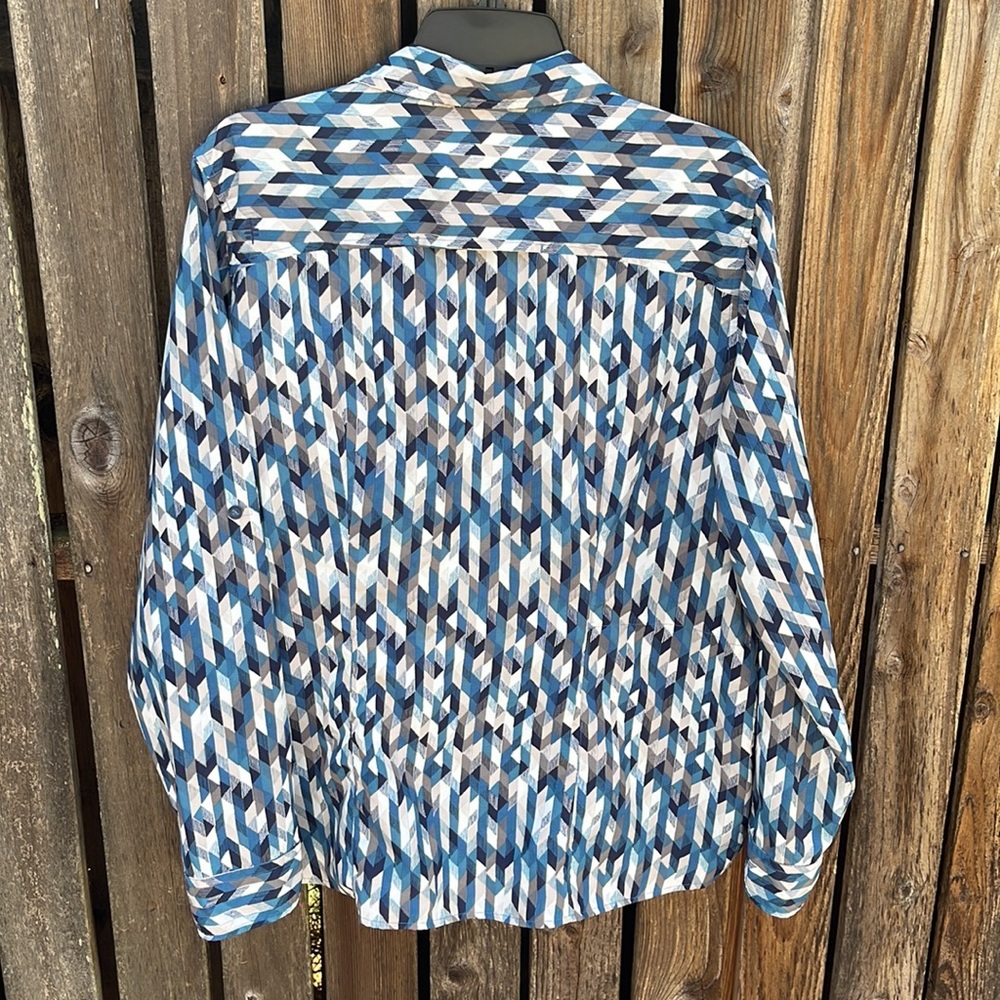 Royal Robbins XL Blue Geometric Long Sleeve Shirt Insect Bug Shield Lightweight - Picture 8 of 8